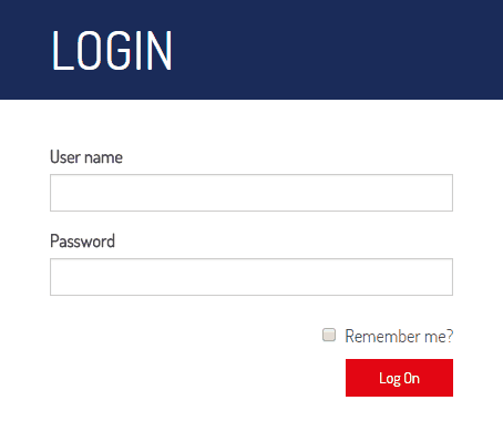 Login screen